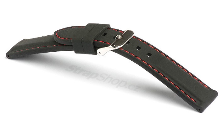 Řemínek k hodinkám CAMPAGNOLO Rubber ST - černé prošití (01) 20 mm