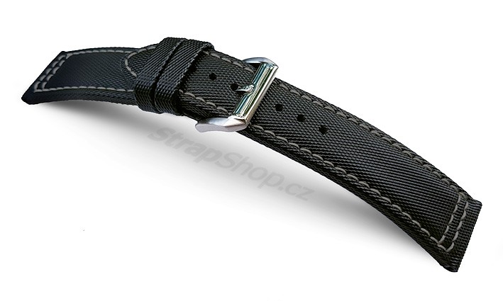 Řemínek k hodinkám CAMPAGNOLO Sailcloth - šedé prošití (13) 22 mm