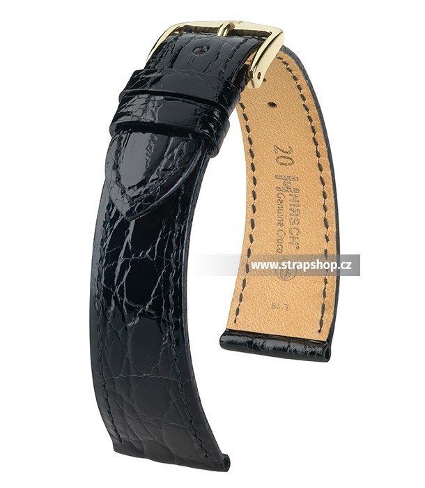 Řemínek k hodinkám HIRSCH Genuine Croco OE - černá (50) 17 mm dámský